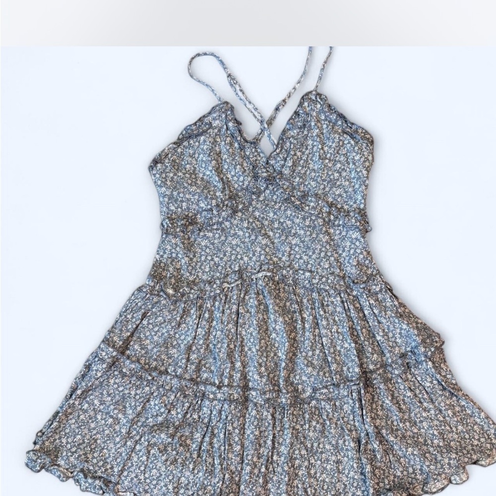 Altar’d State Blue Floral Ruffled Dress Size Small